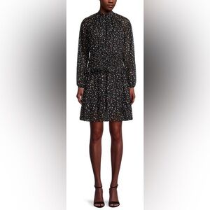 Gabby Skye Confetti-Print, Smocked-Waist Dress, sz 16